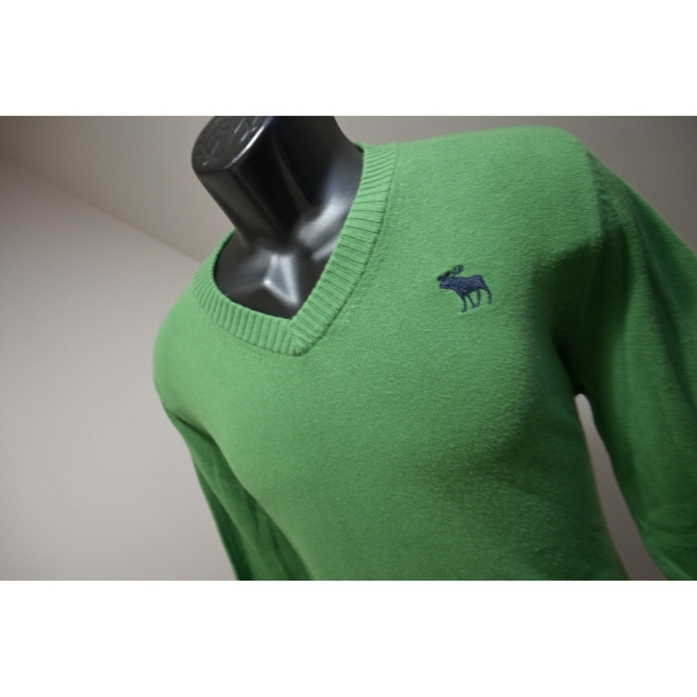 Abercrombie & Fitch Sweater Mens Medium Green V-Neck Cashmere Blend Moose